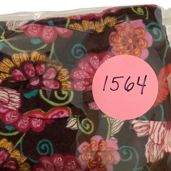 Vera Bradley Floral Corduroy Lounge Pants Women Medium Multicolor Button Closure - Picture 8 of 8